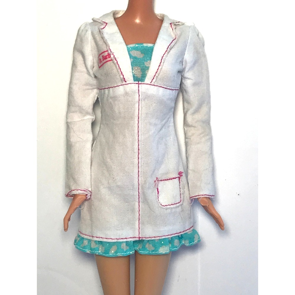 Barbie Doll Clothing 2008 Newborn Baby Doctor Dr White Dress Blue Skirt